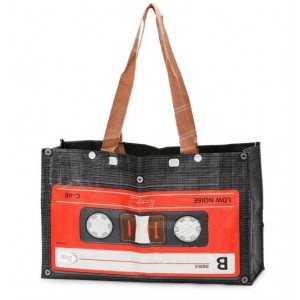 Stylowa torba w kształcie kasety magnetofonowej (czarno czerwona)