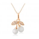 Naszyjnik elegancja perłowe wisienki kryształki Swarovski złoty