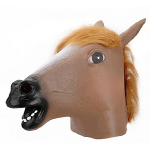Maska na twarz Głowa Konia na każdą imprezę lateks (jasno brązowa)