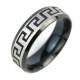 Stalowy pierścień ze zdobieniem w stylu wzoru egipskiego (srebrny/czarny)